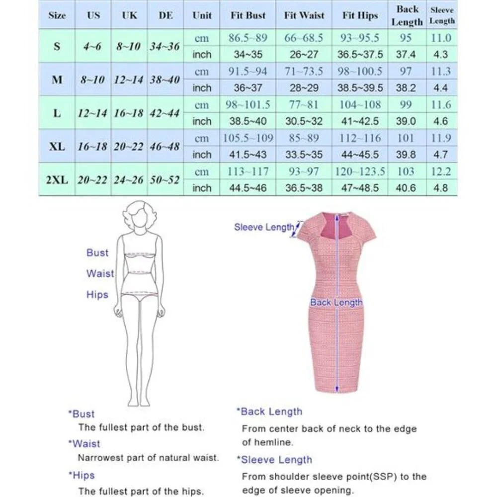 Dress Women Pencil Dress Cap Sleeve Blue (Textured) - Picture 6 of 6